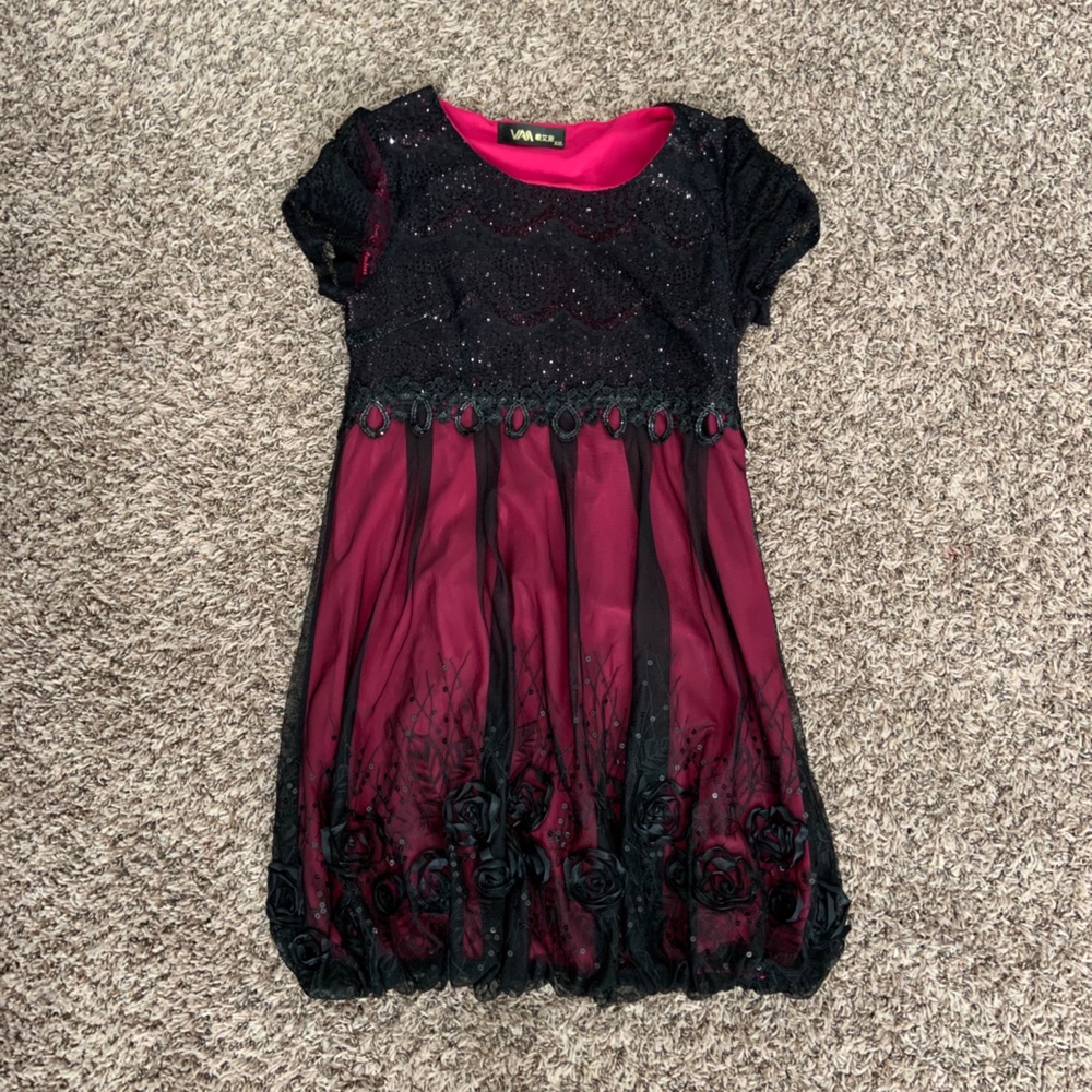black and pink dress
